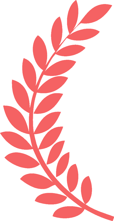 Decorative leaf illustration on the left side